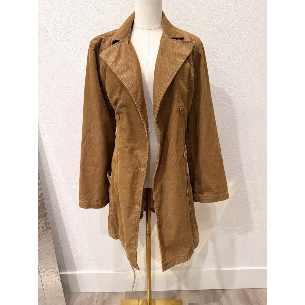 VTG Abercrombie & Fitch Tan Corduroy Coat Jacket M Vintage Preppy Academia Y2K